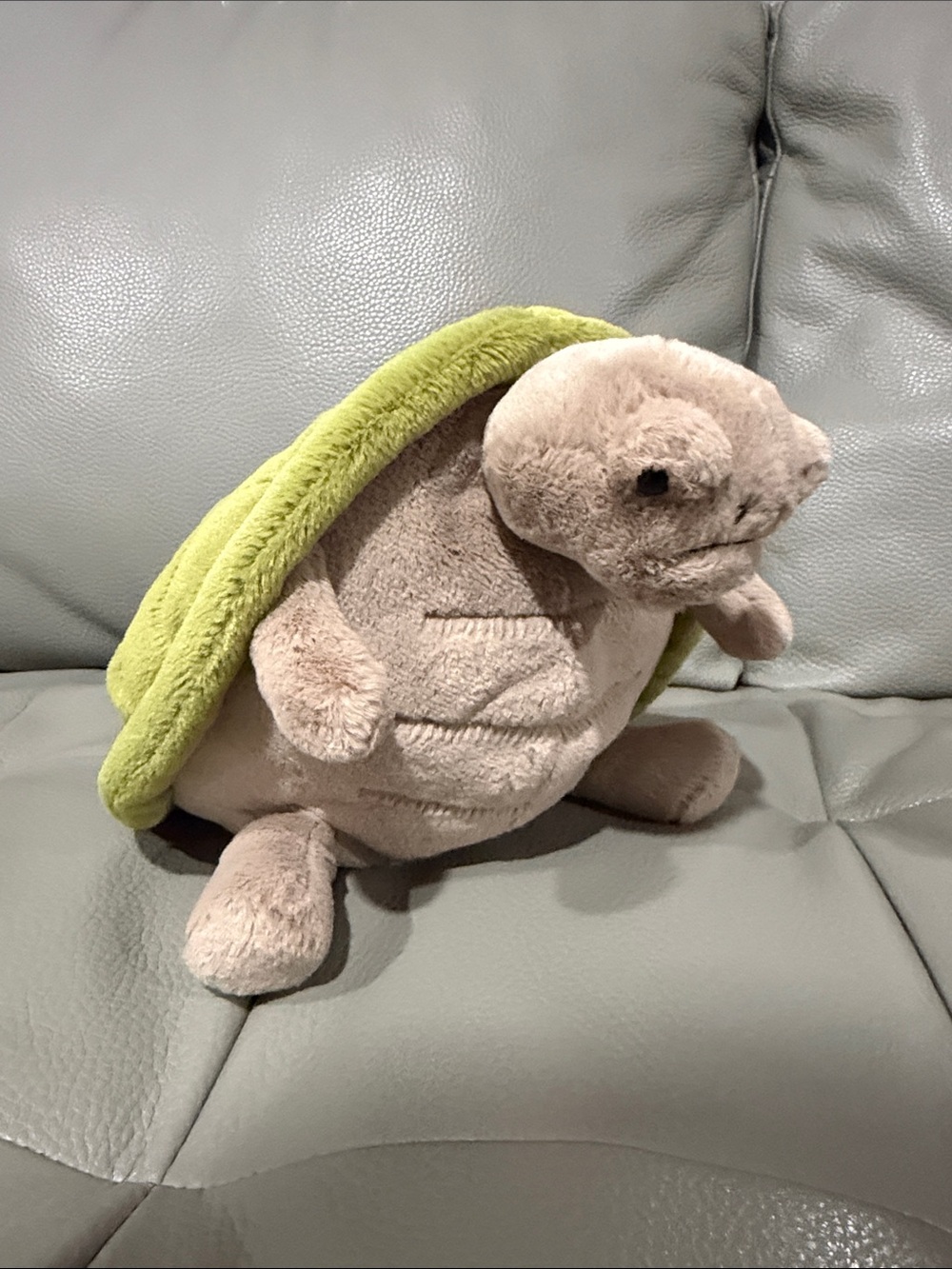 Jellycat Soft Turtle Plush in Beige and Lime Green